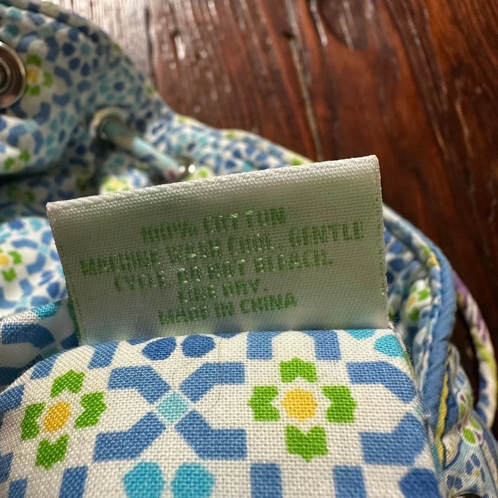 Vera Bradley Drawstring Cinch Backpack Blue Green Purple‎ Paisley - Picture 3 of 8